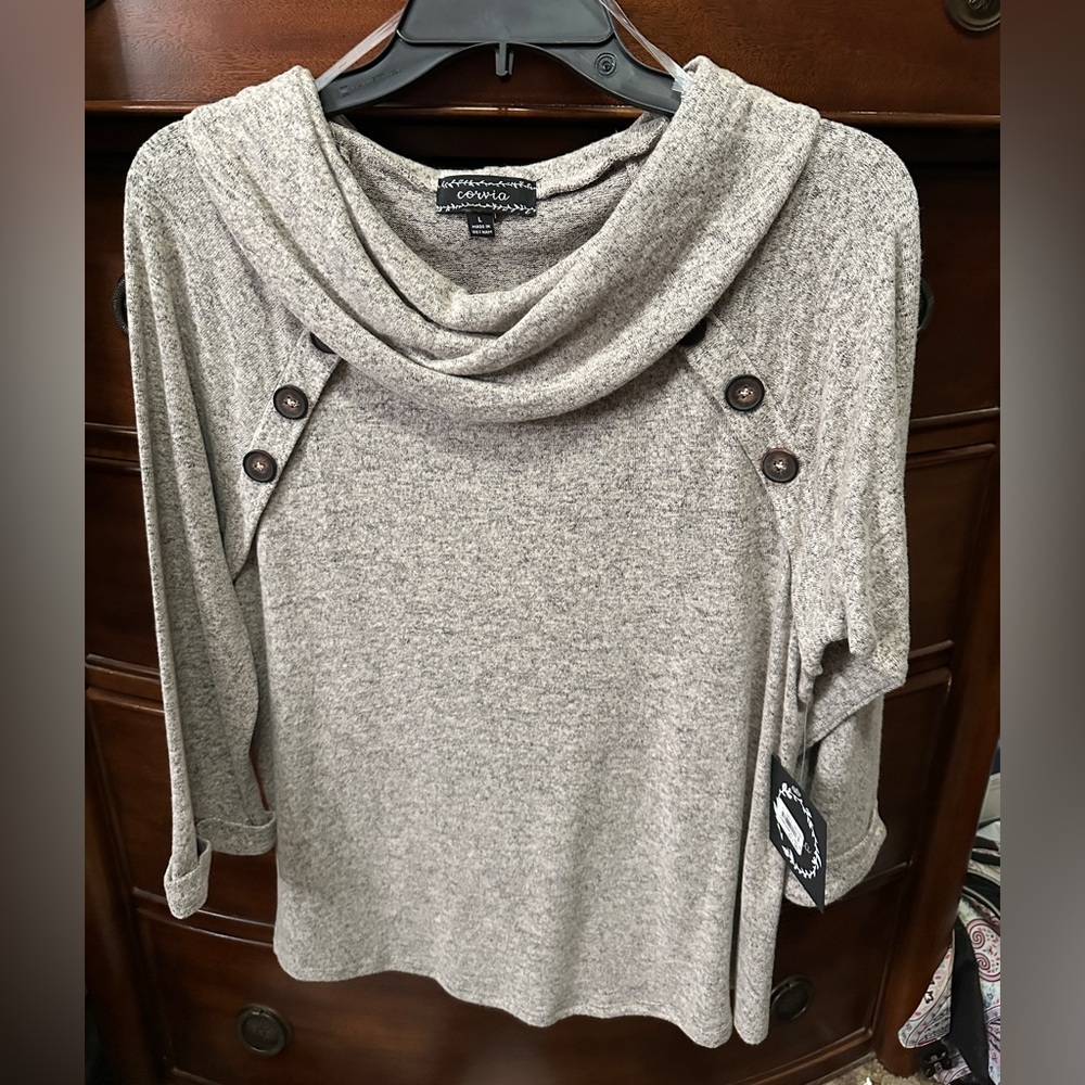 Cowl Neck Gray Sweater by Corvia